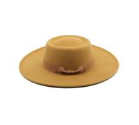 MFWHEFJ Cappello Tesa Larga Donna Cappello a Cilindro Piatto a Tesa Larga da 9,5 cm Cappello da Donna in Feltro Pokr Pie con Berretto da Sposa in Chiesa Bowknot