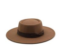 MFWHEFJ Cappello Tesa Larga Donna Cappello a Cilindro Piatto a Tesa Larga da 9,5 cm Cappello da Donna in Feltro Pokr Pie con Berretto da Sposa in Chiesa Bowknot