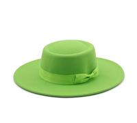 MFWHEFJ Cappello Tesa Larga Donna Cappello a Cilindro Piatto a Tesa Larga da 9,5 cm Cappello da Donna in Feltro Pokr Pie con Berretto da Sposa in Chiesa Bowknot