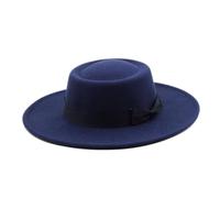 MFWHEFJ Cappello Tesa Larga Donna Cappello a Cilindro Piatto a Tesa Larga da 9,5 cm Cappello da Donna in Feltro Pokr Pie con Berretto da Sposa in Chiesa Bowknot