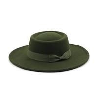 MFWHEFJ Cappello Tesa Larga Donna Cappello a Cilindro Piatto a Tesa Larga da 9,5 cm Cappello da Donna in Feltro Pokr Pie con Berretto da Sposa in Chiesa Bowknot