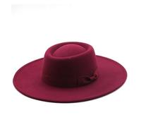 MFWHEFJ Cappello Tesa Larga Donna Cappello a Cilindro Piatto Liscio a Tesa Larga da 9,5 cm Cappello da Donna Fedora in Feltro con Fiocco da Sposa Vintage in Chiesa