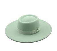 MFWHEFJ Cappello Tesa Larga Donna Cappello a Cilindro Piatto Liscio a Tesa Larga da 9,5 cm Cappello da Donna Fedora in Feltro con Fiocco da Sposa Vintage in Chiesa