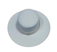 MFWHEFJ Cappello Tesa Larga Donna Cappello Fedora a Tesa Larga da 9,5 cm for Donna Corda Intrecciata Decorazione di Perle Tinta Unita Flat Top Jazz Feltro Paglietta for la Festa in Chiesa