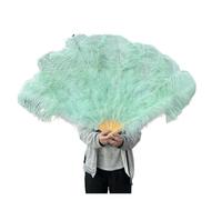 MFWHEFJ Ventagli di Piume 1/2 Pezzi Ventaglio di Piume Colorate più ventaglio di Piume 13 ventaglio Pieghevole in Osso Accessori for spettacoli teatrali(Mint Green,100CM 1PCS)