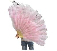 MFWHEFJ Ventagli di Piume 130CM/100CM Ventaglio Bianco Grande con Piume Soffici 13 Ossa Portatile for spettacoli di Danza di Carnevale e Artigianato Fai da Te(24 Light Pink,Big Fan 1Pair(Two))