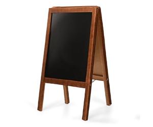 MG Design Cavalletto lavagna in legno 50 × 90 cm - bifacciale scrivibile, richiudibile e lavabile - cartello pubblicitario per ristoranti, negozi ed eventi