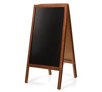 MG Design Cavalletto lavagna in legno 60 × 120 cm - bifacciale scrivibile, richiudibile e lavabile - cartello pubblicitario per ristoranti, negozi ed eventi