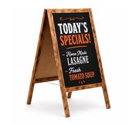 MG Design cavalletto lavagna in legno effetto bruciato 60 x 100 cm - bifacciale, richiudibile e lavabile - cartello pubblicitario A-frame per ristoranti, negozi ed eventi