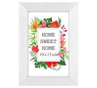 MG Design Cornice 10x15 cm - colore Bianco, in legno, con vetro acrilico - da appendere in verticale o in orizzontale, senza sfondo, per foto, poster, puzzle