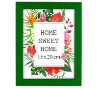 MG Design Cornice 15x20 cm - colore Verde, in legno, con vetro acrilico - da appendere in verticale o in orizzontale, senza sfondo, per foto, poster, puzzle