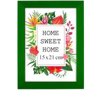 MG Design Cornice 15x21 cm - colore Verde, in legno, con vetro acrilico - da appendere in verticale o in orizzontale, senza sfondo, per foto, poster, puzzle
