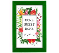 MG Design Cornice 15x23cm - colore Verde, in legno, con vetro acrilico - da appendere in verticale o in orizzontale, senza sfondo, per foto, poster, puzzle