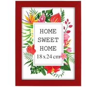 MG Design Cornice 18x24 cm - colore Rosso, in legno, con vetro acrilico - da appendere in verticale o in orizzontale, senza sfondo, per foto, poster, puzzle