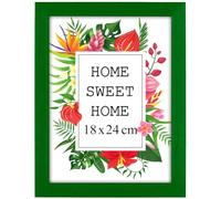 MG Design Cornice 18x24 cm - colore Verde, in legno, con vetro acrilico - da appendere in verticale o in orizzontale, senza sfondo, per foto, poster, puzzle