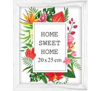 Mg Design Cornice 20x25 cm - colore Bianco, in legno, con vetro acrilico - da appendere in verticale o in orizzontale, senza sfondo, per foto, poster, puzzle