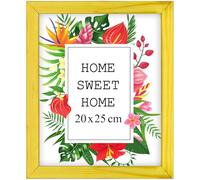 MG Design Cornice 20x25 cm - colore Giallo, in legno, con vetro acrilico - da appendere in verticale o in orizzontale, senza sfondo, per foto, poster, puzzle