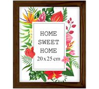 Mg Design Cornice 20x25 cm - colore Marrone, in legno, con vetro acrilico - da appendere in verticale o in orizzontale, senza sfondo, per foto, poster, puzzle