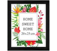 MG Design Cornice 20x25 cm - colore Nero, in legno, con vetro acrilico - da appendere in verticale o in orizzontale, senza sfondo, per foto, poster, puzzle