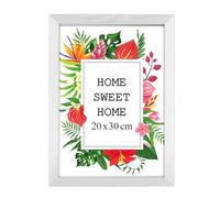 MG Design Cornice 20x30 cm - colore Bianco, in legno, con vetro acrilico - da appendere in verticale o in orizzontale, senza sfondo, per foto, poster, puzzle