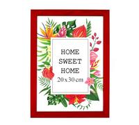 MG Design Cornice 20x30 cm - colore Rosso, in legno, con vetro acrilico - da appendere in verticale o in orizzontale, senza sfondo, per foto, poster, puzzle