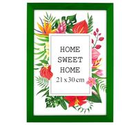 MG Design Cornice 21x30 cm - colore Verde, in legno, con vetro acrilico - da appendere in verticale o in orizzontale, senza sfondo, per foto, poster, puzzle