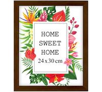 MG Design Cornice 24x30 cm - colore Marrone, in legno, con vetro acrilico - da appendere in verticale o in orizzontale, senza sfondo, per foto, poster, puzzle
