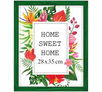 MG Design Cornice 28x35 cm - colore Verde, in legno, con vetro acrilico - da appendere in verticale o in orizzontale, senza sfondo, per foto, poster, puzzle