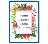 MG Design Cornice 29,7x42 cm - colore Blu, in legno, con vetro acrilico - da appendere in verticale o in orizzontale, senza sfondo, per foto, poster, puzzle