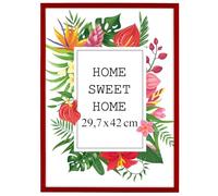 MG Design Cornice 29,7x42 cm - colore Rosso, in legno, con vetro acrilico - da appendere in verticale o in orizzontale, senza sfondo, per foto, poster, puzzle