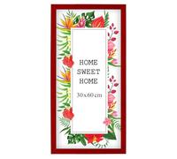 MG Design Cornice 30 x 60 cm - colore Rosso, in legno, con vetro acrilico - da appendere in verticale o in orizzontale, senza sfondo, per foto, poster, puzzle