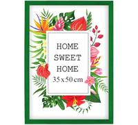 MG Design Cornice 35x50 cm - colore Verde, in legno, con vetro acrilico - da appendere in verticale o in orizzontale, senza sfondo, per foto, poster, puzzle