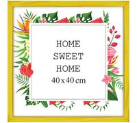 MG Design Cornice 40x40 cm - colore Giallo, in legno, con vetro acrilico - da appendere in verticale o in orizzontale, senza sfondo, per foto, poster, puzzle