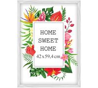 MG Design Cornice 42x59,4 cm - colore Bianco, in legno, con vetro acrilico - da appendere in verticale o in orizzontale, senza sfondo, per foto, poster, puzzle