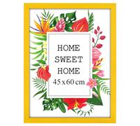 MG Design Cornice 45x60 cm - colore Giallo, in legno, con vetro acrilico - da appendere in verticale o in orizzontale, senza sfondo, per foto, poster, puzzle