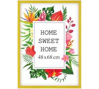 MG Design Cornice 48x68,3 cm - colore Giallo, in legno, con vetro acrilico - da appendere in verticale o in orizzontale, senza sfondo, per foto, poster, puzzle