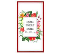 MG Design Cornice 50 x 100 cm - colore Rosso, in legno, con vetro acrilico - da appendere in verticale o in orizzontale, senza sfondo, per foto, poster, puzzle