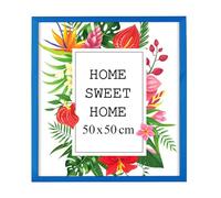 MG Design Cornice 50x50 cm - colore Blu, in legno, con vetro acrilico - da appendere in verticale o in orizzontale, senza sfondo, per foto, poster, puzzle