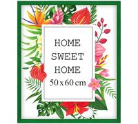 MG Design Cornice 50x60 cm - colore Verde, in legno, con vetro acrilico - da appendere in verticale o in orizzontale, senza sfondo, per foto, poster, puzzle