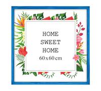 MG Design Cornice 60 x 60 cm - colore Blu, in legno, con vetro acrilico - da appendere in verticale o in orizzontale, senza sfondo, per foto, poster, puzzle