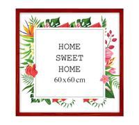 MG Design Cornice 60 x 60 cm - colore Rosso, in legno, con vetro acrilico - da appendere in verticale o in orizzontale, senza sfondo, per foto, poster, puzzle