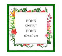 MG Design Cornice 60 x 60 cm - colore Verde, in legno, con vetro acrilico - da appendere in verticale o in orizzontale, senza sfondo, per foto, poster, puzzle