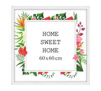 MG Design Cornice 60x60 cm - colore Bianco, in legno, con vetro acrilico - da appendere in verticale o in orizzontale, senza sfondo, per foto, poster, puzzle