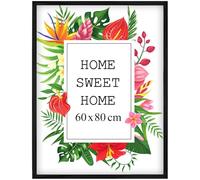 MG Design Cornice 60x80 cm - colore Nero, in legno, con vetro acrilico - da appendere in verticale o in orizzontale, senza sfondo, per foto, poster, puzzle