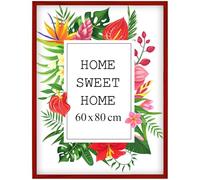 MG Design Cornice 60x80 cm- colore Rosso, in legno, con vetro acrilico - da appendere in verticale o in orizzontale, senza sfondo, per foto, poster, puzzle