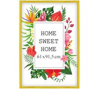 MG Design Cornice 61x91,5 cm - colore Giallo, in legno, con vetro acrilico - da appendere in verticale o in orizzontale, senza sfondo, per foto, poster, puzzle