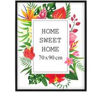 MG Design Cornice 70x90 cm - colore Nero, in legno, con vetro acrilico - da appendere in verticale o in orizzontale, senza sfondo, per foto, poster, puzzle