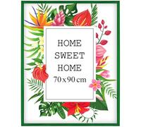 MG Design Cornice 70x90 cm - colore Verde, in legno, con vetro acrilico - da appendere in verticale o in orizzontale, senza sfondo, per foto, poster, puzzle