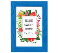 MG Design Cornice 9x13 cm - colore Blu, in legno, con vetro acrilico - da appendere in verticale o in orizzontale, senza sfondo, per foto, poster, puzzle
