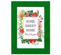 MG Design Cornice 9x13 cm - colore Verde, in legno, con vetro acrilico - da appendere in verticale o in orizzontale, senza sfondo, per foto, poster, puzzle